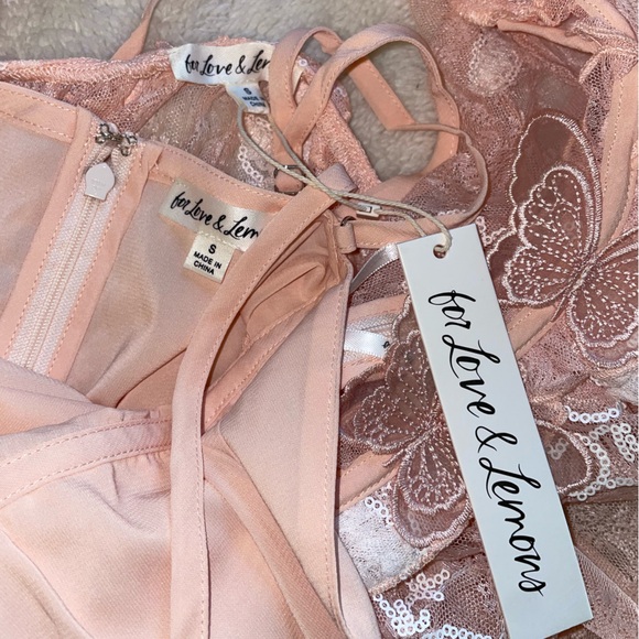 For Love and Lemons Shari Pink Sequin Butterfly Mini Dress - Picture 4 of 12